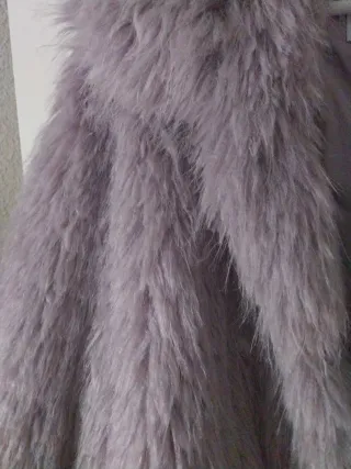 Bershka Chaquetón Pelo Morado Talla M