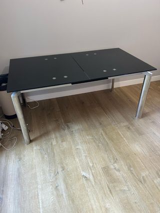 Mesa de comedor extensible cristal y metal
