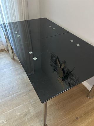 Mesa de comedor extensible cristal y metal