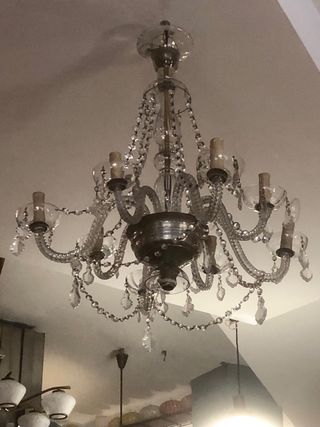 Lámpara de techo antigua de cristal