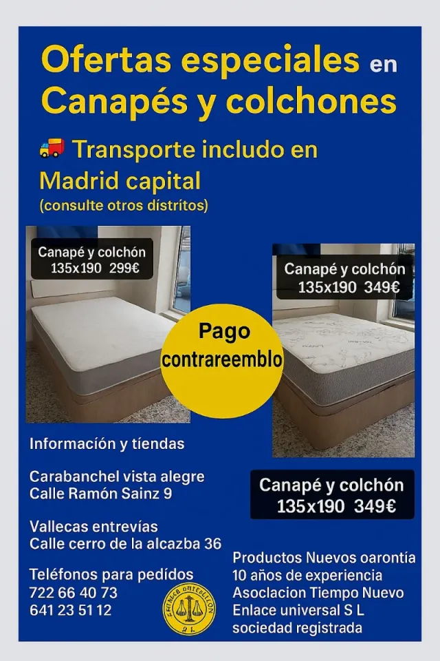 135x190CANAPÉ+COLCHÓN NUEVOS