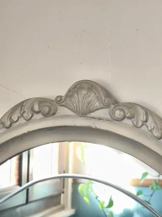 Espejo antiguo madera y cristal beige