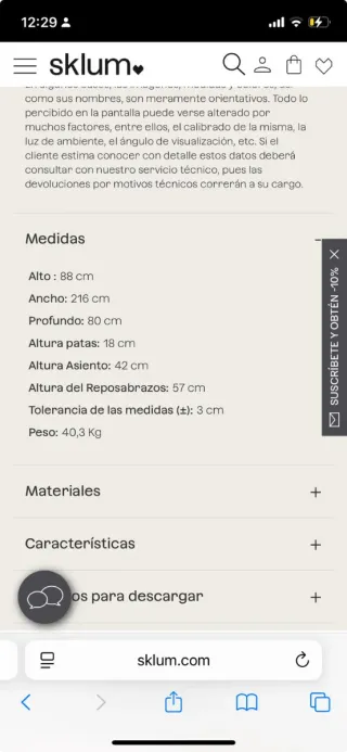 Sofá Sklum Beige Tela