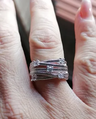 Anello Argento S925 Zirconi Bianchi