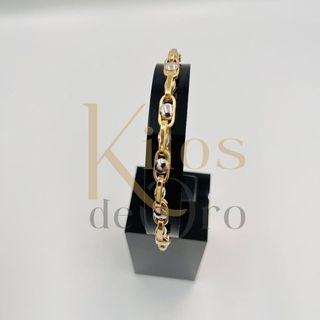 PULSERA BARBATE CLAVOS BICOLOR 6MM 18K