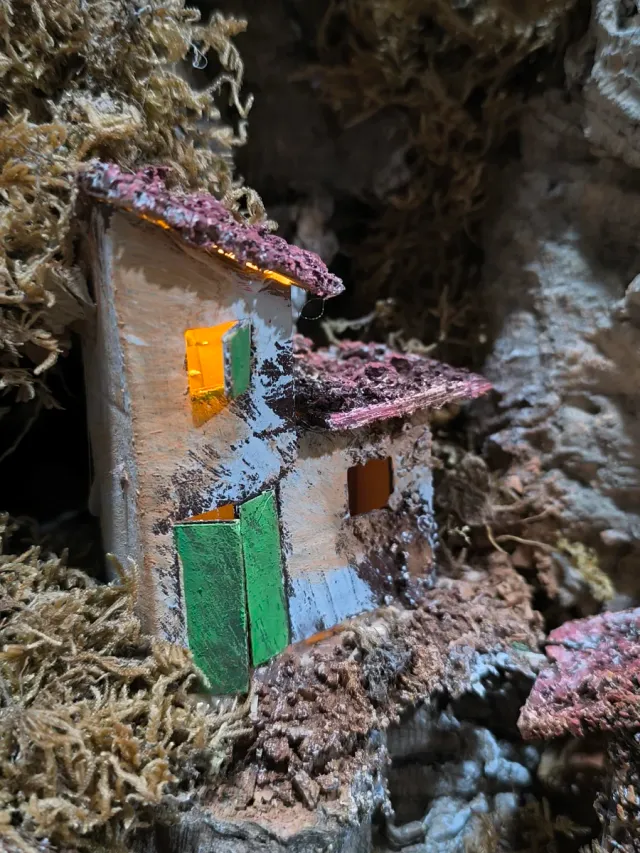 Pueblo grande para belenes con luz