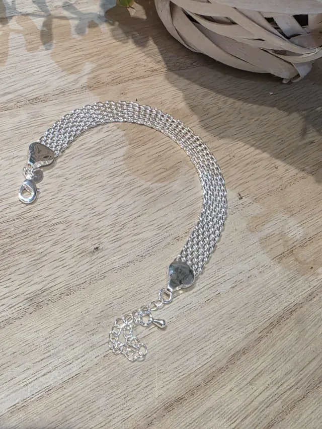 Pulseira de prata em grade