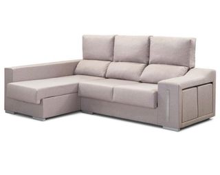 Sofá chaise longue beige/gris