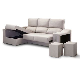 Sofá chaise longue beige/gris