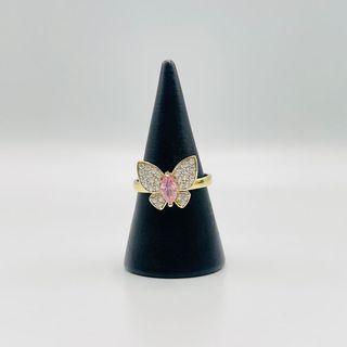 ANILLO MARIPOSA PEQUEÑA ROSA 18K