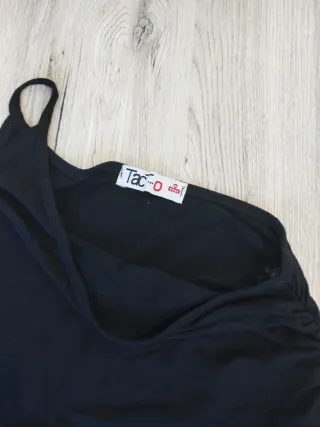 Camiseta asimétrica negra mujer