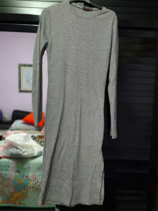 Vestido gris manga larga