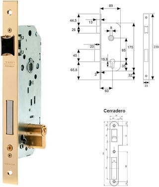 Cerradura TESA 203060HL Embutir