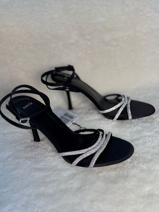 Tacones Mango negros con pedrería