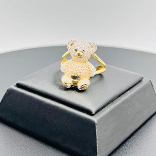 ANILLO OSO CON CIRCONITAS ROSA 18K