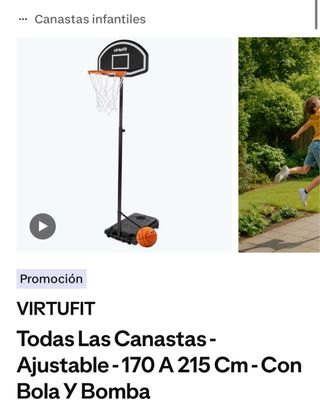 Canasta Baloncesto Infantil Ajustable Decathlon