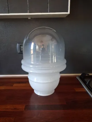 Vetro Murano space age,anni 60 trasparente/bianco