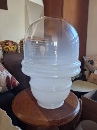 Vetro Murano space age,anni 60 trasparente/bianco