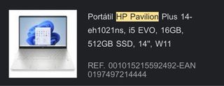 Portátil HP Pavilion Plus 14-eh1021ns