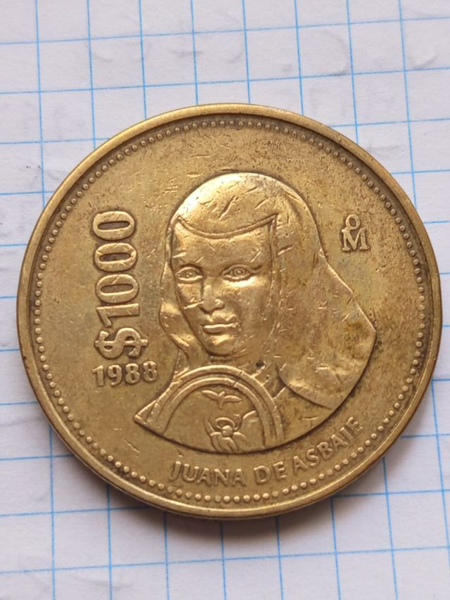 Moneda 1000 Pesos MEXICO Juana de Asbaje 1988