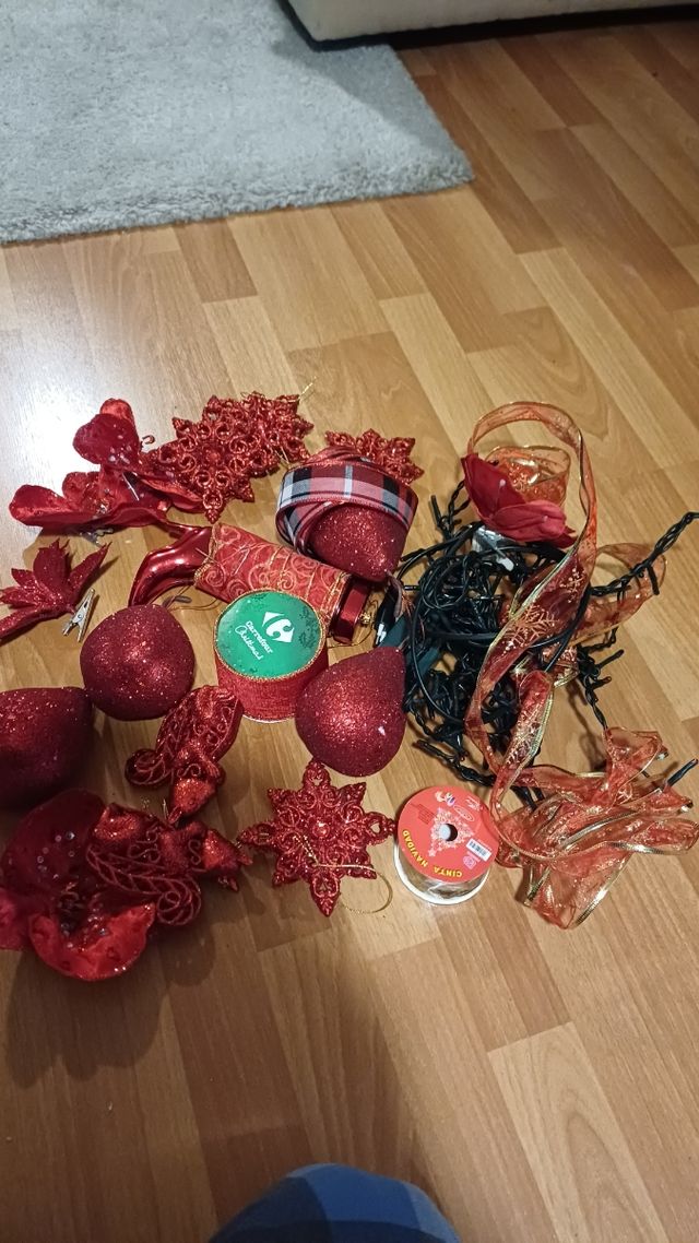 Lote adornos navideños rojos y dorados