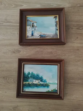2 Quadri su Tela con Cornici in Legno