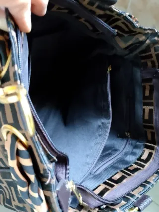 Borsa con fiocco marrone e multicolore