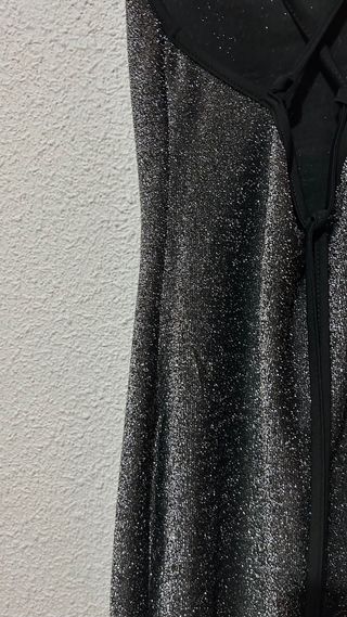 Vestido plateado brillos talla XS nuevo estreno