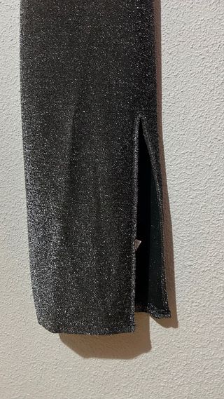 Vestido plateado brillos talla XS nuevo estreno