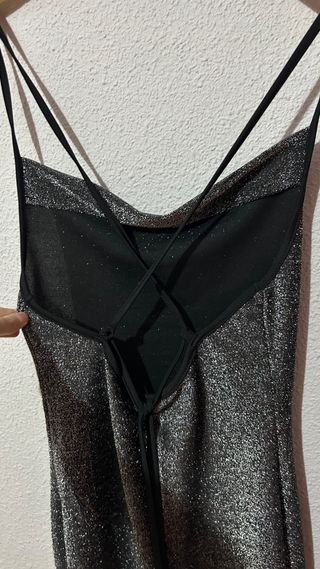 Vestido plateado brillos talla XS nuevo estreno