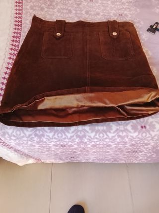 Falda de piel October marrón talla 42