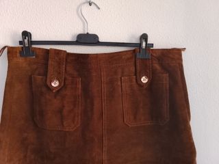 Falda de piel October marrón talla 42