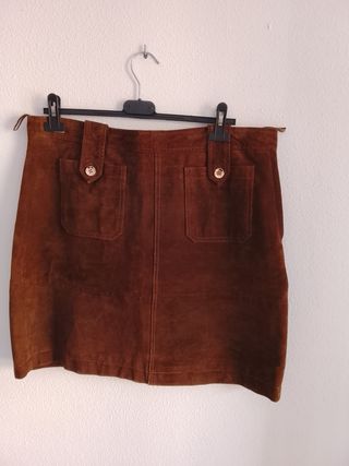 Falda de piel October marrón talla 42