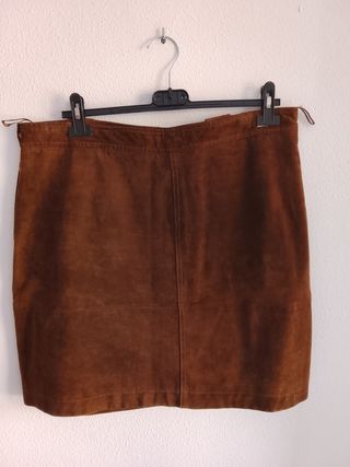 Falda de piel October marrón talla 42