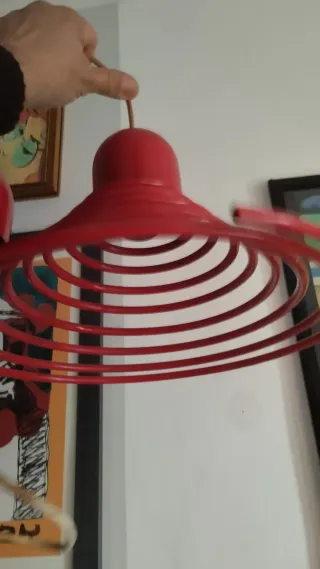 Lampadario rosso metallo anni '70