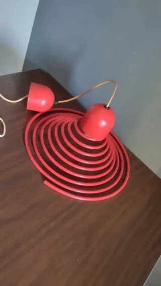 Lampadario rosso metallo anni '70