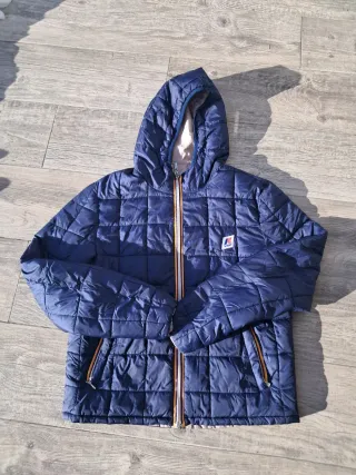 Piumino K-Way blu/marroncino trapuntato