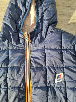 Piumino K-Way blu/marroncino trapuntato