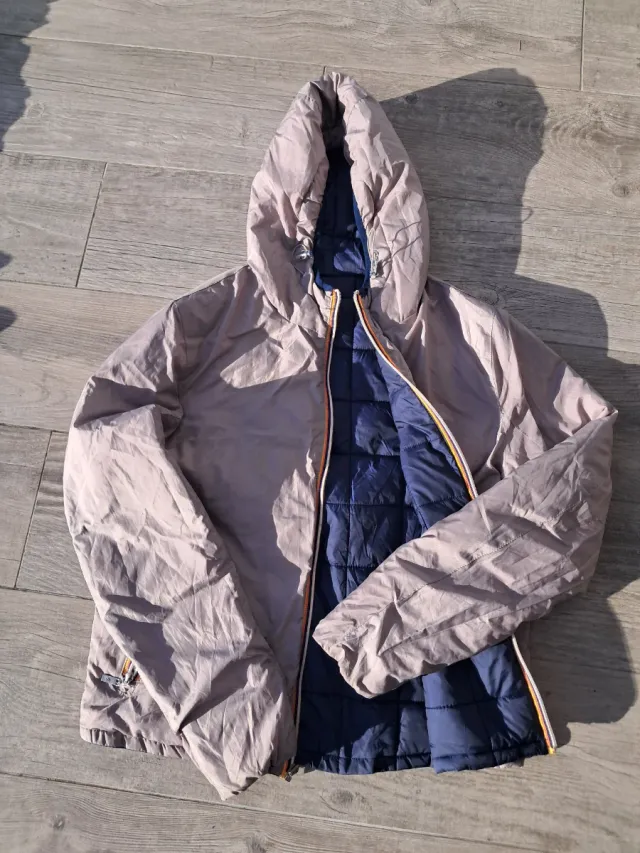 Piumino K-Way blu/marroncino trapuntato