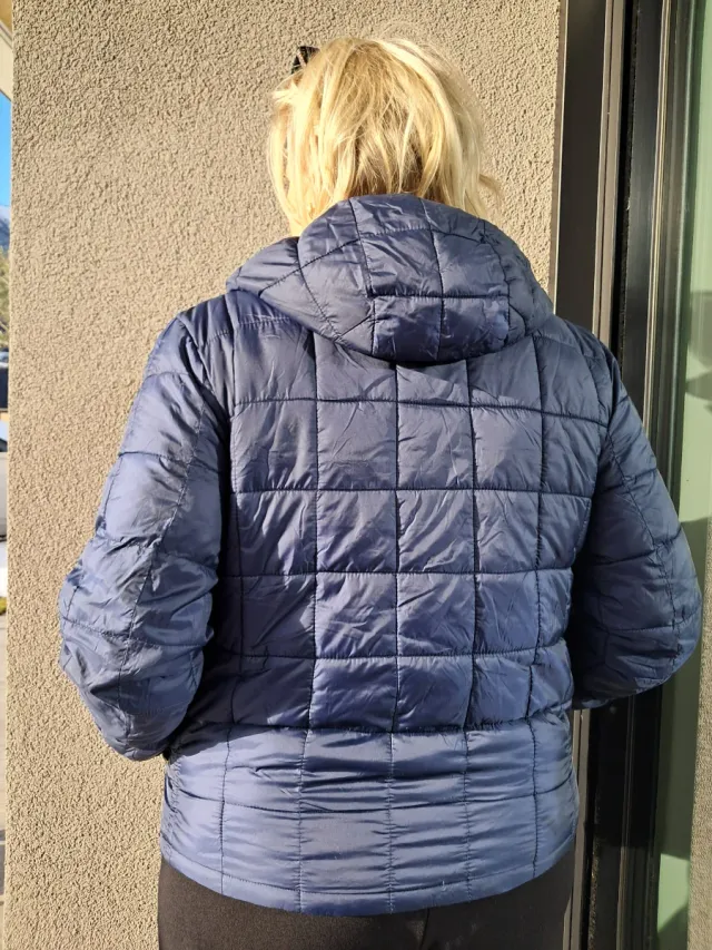 Piumino K-Way blu/marroncino trapuntato