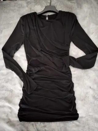 Vestido fiesta fruncido negro Talla S
