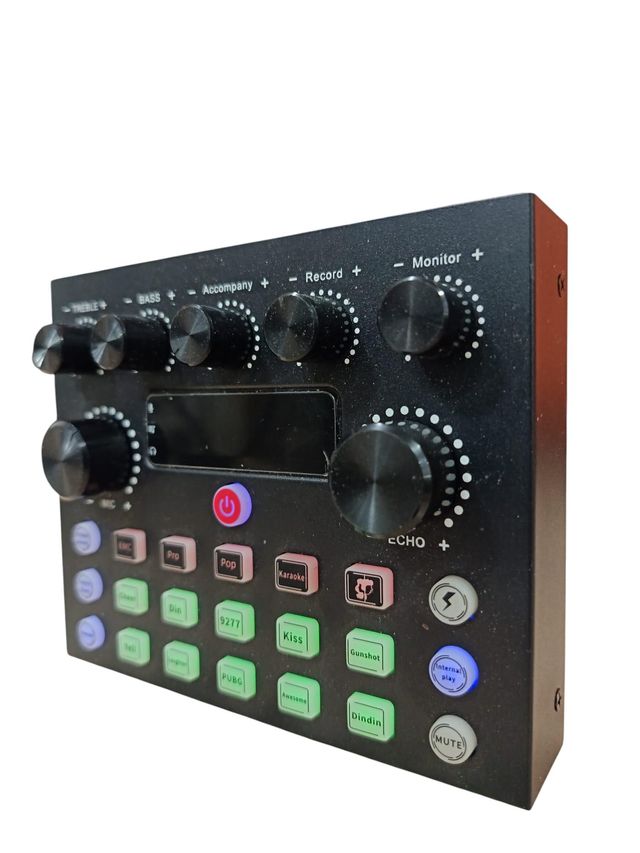 INTERFACE DE AUDIO PODCAST TARJETA SONIDO CONTROLADOR MEZCLA NEGRO + CABLE