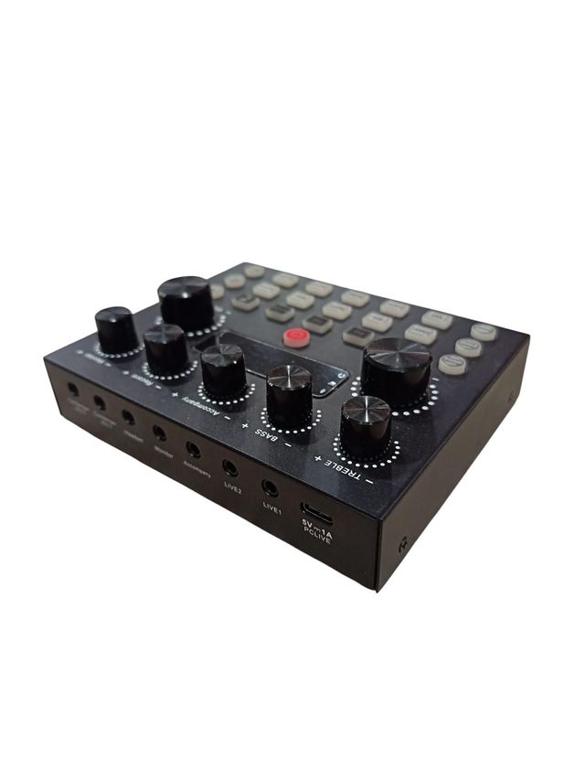 INTERFACE DE AUDIO PODCAST TARJETA SONIDO CONTROLADOR MEZCLA NEGRO + CABLE