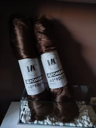 Alfombra pelo nueva color marrón