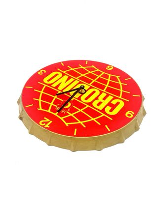 Orologio pubblicitario Crodino vintage in metallo – forma tappo – diametro 33 cm – con scatola originale