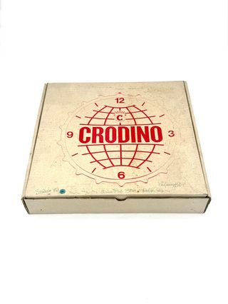 Orologio pubblicitario Crodino vintage in metallo – forma tappo – diametro 33 cm – con scatola originale