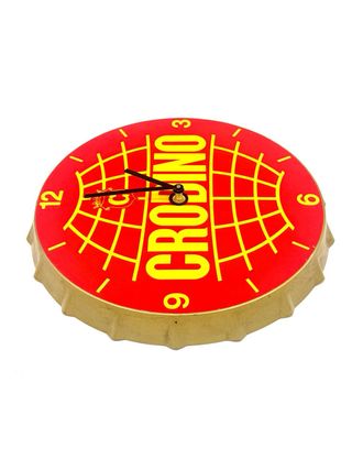 Orologio pubblicitario Crodino vintage in metallo – forma tappo – diametro 33 cm – con scatola originale