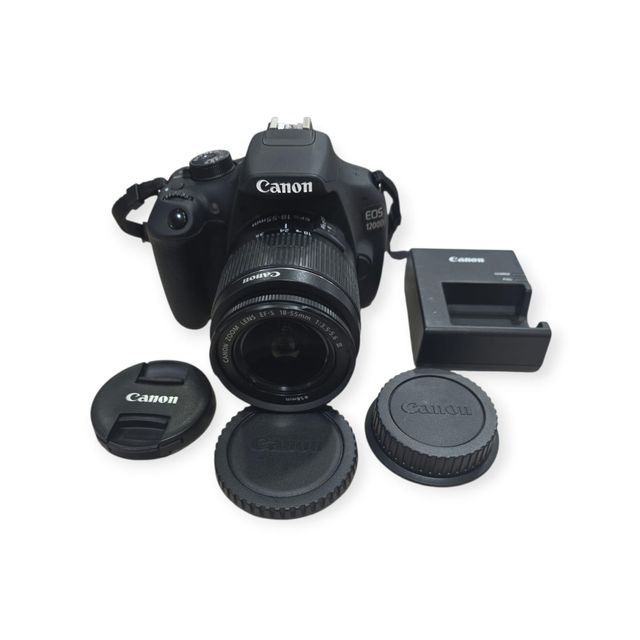 CÁMARA DIGITAL RÉFLEX CANON EOS 1200D 18MPX + EF-S 18-55MM 1:3.5-5.6 III + CARGADOR