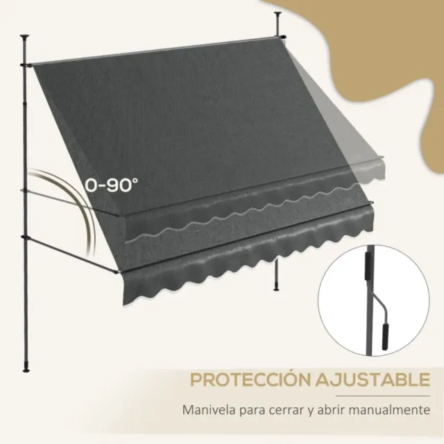 Tessuto per tenda da sole Outsunny grigio 300x120x210-300cm