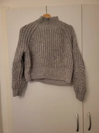 Jersey gris cuello alto lana